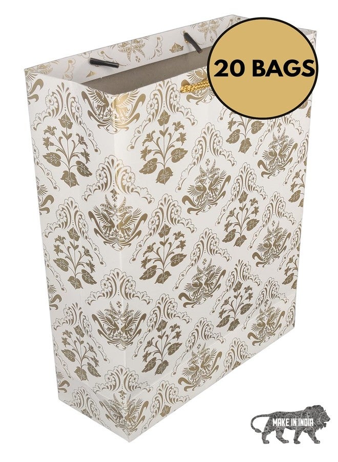 Arrow Paper Products Golden Bird Design Paper Gift Bags for Gifting, Weddings, Birthday, Holiday Presents (20.32 x 7.62 x 27.94 cm) Pack of 20 - Image 3